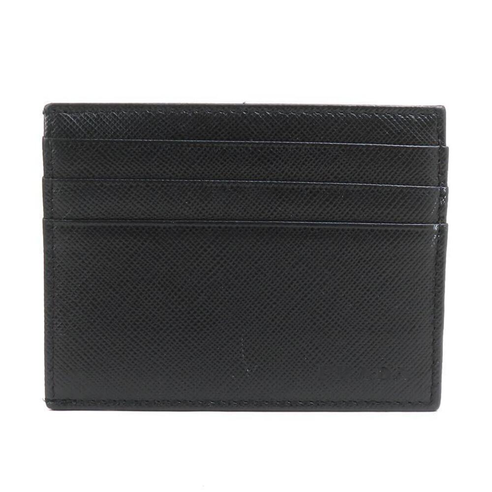 Prada Card Case Wallet Pass Leather Black